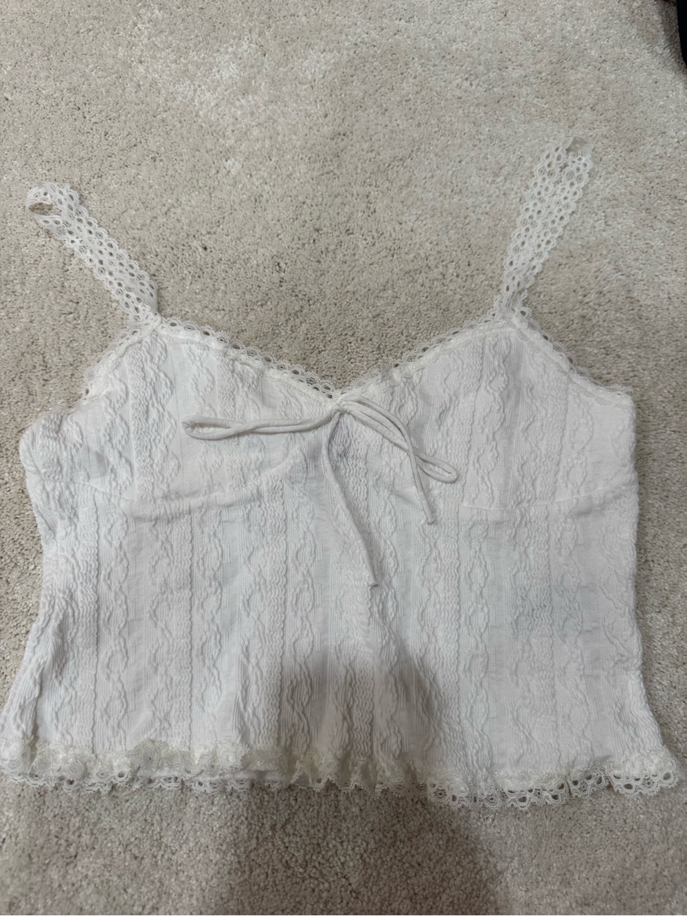 Edikted White Lace Camisole Tank Top